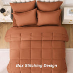 Love's cabin Twin XL Comforter Set Burnt Orange, 5 Pieces Twin XL Bed in a Bag, All Season Bedding Sets with 1 Comforter, 1 Flat Sheet, 1 Fitted Sheet, 1 Pillowcase and 1 Pillow Sham