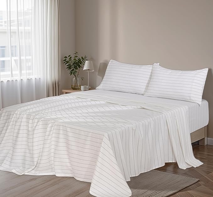 RUVANTI Flannel Sheets Full Size - 100% Cotton Double Brushed Bed Sheets Set, Deep Pockets 16 Inches, All Seasons Breathable & Extra Soft Full Sheets, Warm & Cozy, 4 Piece, Running Dots