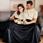Exclusivo Mezcla Extra Large Fleece Throw Blanket for Couch, Sofa, 300GSM Super Soft and Warm Blankets, Black Throw All Season Use, Cozy, Plush, Lightweight, 50x70 Inches