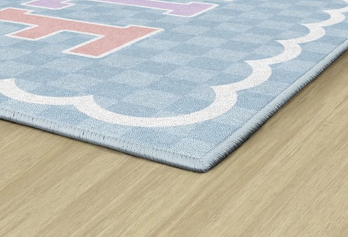 Flagship Carpets Schoolgirl Style Sprinkle Kindness Educational Area Rug for Kids Room Seating Décor, Children's Classroom, Play Carpet for Teaching and Playroom, 7'6" x 12', Blue