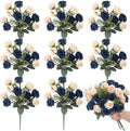 Zeyune 8 Pack 12 Inch Wedding Bouquets for Bride Bridesmaid Dark Blue and Champagne Artificial Rose Bouquet Fake Silk Roses Flowers Bunches Bulk for Home Office Garden Parties Decoration