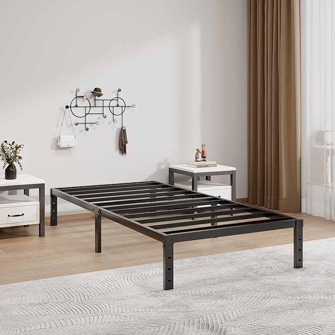 Metal Bed Frame Twin Size - 12 Inch Heavy-Duty Twin Platform Bed Frame No Box Spring Needed, Easy Assembly, Noise-Free, Sturdy Mattress Foundation, Underbed Storage Space