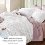 Bedsure Oversized King Comforter Set - Ivory Comforter, Boho Tufted Shabby Chic Bedding, 3 Pieces Vintage Farmhouse Bed Set for All Seasons, Fluffy Soft Bedding with 2 Pillow Shams