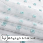 MYSKY HOME 108 Inch Long Large Pom Pom Sheer Curtains for Living Room - Aqua White, Light Filtering, Rod Pocket Window Panels - 38 x 108 inch, 2 Pieces