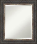 Amanti Art Brown Bathroom Mirror for Over Sink, 25x21 Bark Rustic Char Rectangle Vanity Mirror, Small Country Rustic Frame, Hangs Horizonally and Vertically, Bathroom Wall Decor, Beveled Edge