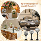Qunclay 18 Pieces Crystal Candle Holders Bulk Candle Stick Holder Centerpieces for Table Wedding Centerpieces Crystal Decorative Tealight Dining Table Decor for Party(Black)