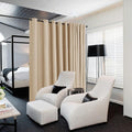 NICETOWN Room Dividers Curtains Screens Partitions, Premium Heavyweight Laundry Drapes for Office, Vintage and Sliding Room, Including Silver Ring Top (1 Panel, 20ft Wide x 7ft Long, Biscotti Beige)