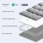 SLEEP ZONE Mattress Topper Twin XL Size, Extra Thick Fitted Mattress Pad for Back Pain, Plush and Support Mattress Cover, Deep Pockets Mattress Protector, Hotel Quality (Grey, Twin XL)