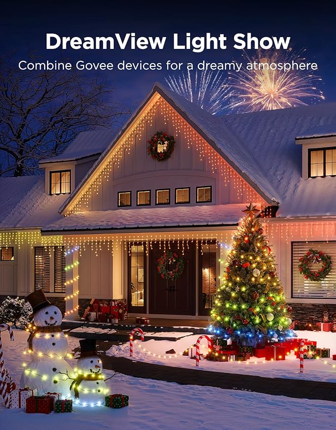 Govee Christmas Lights 2, RGBWIC 328FT 1000LEDs String Lights for Holiday Decor, Smart Indoor Outdoor LED Decoration, Shape Mapping Function, 130+ Scene Modes, APP Control, Clear Wire