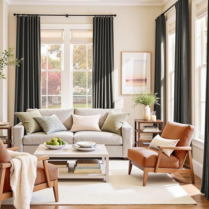 Lazzzy Velvet Blackout Curtains Thermal Insulated Room Window Drapes Super Soft Luxury Curtains for Living Room Bedroom Rod Pocket 2 Panels, Grey, 52" W x 96" L
