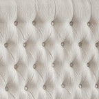 24KF Upholstered Tufted Button Linen Fabric Headboard,Comfortable Fashional Headboard Queen/Full Size,Ivory