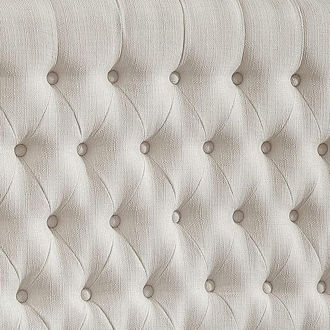 24KF Upholstered Tufted Button Linen Fabric Headboard,Comfortable Fashional Headboard Queen/Full Size,Ivory