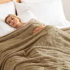 Exclusivo Mezcla Plush Fuzzy Fleece Bed Blanket Queen Size, Super Soft, Fluffy and Warm Blankets Suitable for All Seasons (Brown, 90x90 Inches)