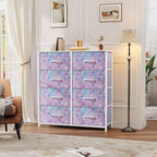 DWVO Dresser with 8 Drawers - Fabric Storage Tower, Organizer Unit for Bedroom, Hallway, Closets - Sturdy Steel Frame, Wooden Top & Easy Pull Fabric Bins (Purple)