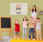 Kids Painting Training Rectangular Canvas Banner Flag Sign Poster Wall Decor Gift for Boys Girls,Practice Drawing Room Essential Gallery Nursery Classroom Playroom Wall Decor-Crayons Box Theme
