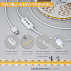 PAUTIX COB LED Strip Light 6.56ft/2m, 640LEDs 1200lm Dimmable 5V USB LED Strip White 4000K CRI90+ TV Backlight,USB Powered Flexible Under Cabinet LED Tape Light for Bedroom,Kitchen,Home DIY Lighting