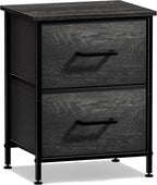 Sorbus Nightstand Dresser with 2 Faux Wood Drawers - Bedside Table Chest with Storage Bedroom, Living Room, Closet & Dorm Furniture Lamp Stand - Steel Frame, Wood Top, Easy Pull Fabric Bins
