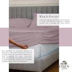 Linen Home 100% Cotton Percale Sheets Twin Size,Mauve Lavender, Deep Pocket, 3 Pieces Set - 1 Flat, 1 Deep Pocket Fitted Sheet and 1 Pillowcase, Crisp Cool and Strong Bed Linen