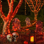 JMEXSUSS 2 Pack Orange Fairy Lights, Total 200 LED 66ft Battery Operated Halloween Lights with Remote, 8 Modes Twinkle String Light for Halloween Thangksgiving Fall Tree Indoor Outdoor Decoration