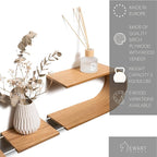 EWART WOODS Floating Wall Mounted Oval Shelf from Wood, Decorative Geometric Wooden Shelves for Candles, Unique Oak Hanging Display Decor (Oak)