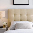 Modway Emily Tufted Button Linen Fabric Upholstered Full Headboard in Beige