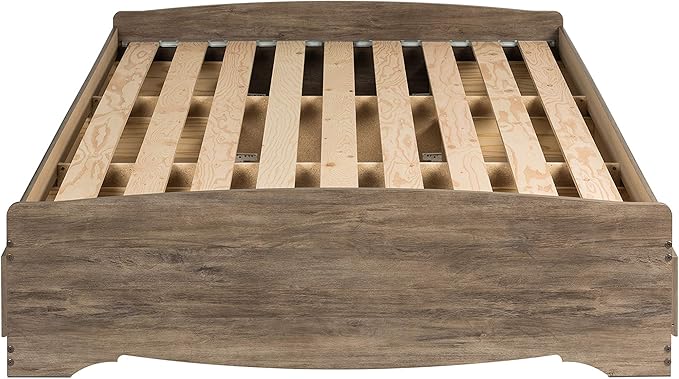 Prepac Mate's Queen 6-Drawer Minimalist Platform Storage Bed, Contemporary Queen Bed with Drawers 81.5" D x 63" W x 18.75" H, Drifted Gray, DBQ-6200-3K