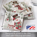 Thirstystone Brown Hat Snowman 4 Pack Assorted Tumbled Tile Stone Coasters with Protective Cork Backing 4" Square Manufactured in The USA