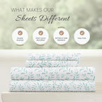 Linen Market 4 Piece King Sheet Set - Breathable, Double-Brushed Patterned Cooling Sheets – Oeko-TEX Certified Ultra Soft & Wrinkle-Free 16" Deep-Pocket King Sheets - Easy Care Burst of Vines Blue