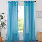 NICETOWN Voile Sheer Teal Curtains 96 inches Long 2 Panels Set, Grommet Casual Window Treatments with Light Filtering Airy & Elegant for Bedroom/Living Room, W54 x L96