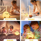 UNEEDE LED Cute Bean Duck Night Light, DoDo Duck Silicone Nursery Night Light Squishy Dimmable Rechargeable Table Bedside Lamp with Touch Sensor for Bedrooms, Living Room Unique Dorm Decor Gift Toy