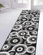 Custom Length Cut to Size Modern Farmhouse Carpet Runner Rug for Hallways, Non Slip Rubber Backed, 31 inch Wide X Customized Length, Geo Black, 31 inch X 11 feet