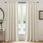 RYB HOME Curtains & Drapes Linen Sheer, Light Filtering Curtains 63 inches Long, Weave Textured/Rod Pocket, Cream Colored, W 52 x L 63 inches, 2 Panels Set