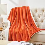 Walensee Sherpa Fleece Blanket (Queen Size 90”x90” Orange) Plush Throw Fuzzy Super Soft Reversible Microfiber Flannel Blankets for Couch, Bed, Sofa Ultra Luxurious Warm and Cozy for All Seasons