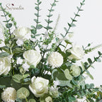 Serwalin 100 Pcs 7 Kinds Mixed Artificial Eucalyptus Leaves Stems Bulk with Flowers Faux Silver Dollar Eucalyptus Stmes Greenery Branches for Wedding Floral Arrangement Centerpieces Home Decor