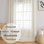 Aiyufeng Kirei Farmhouse Sheer Curtains Flax Textured for Living Room, Semi Sheer Vertical Drapes Privacy with Light Filter for Home Office/Farm House, W40 x L96, Linen, 1 Pair