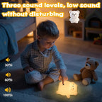 Sleepy Snoring Bear Night Light for Kids, Cute Animal Silicone Nursery Night Lamp with Snoring Sound, Breathing Bear Gifts for Birthday Xmas