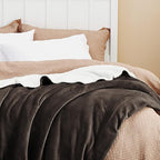 Bedsure GentleSoft Sherpa Fleece Blankets Queen Size for Bed - Thick and Warm Throw for Women and Men, Soft Fuzzy Plush Queen Blanket for Winter, Brown, 90x90 Inches