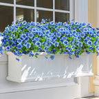 Ouddy Decor 24 Bundles Artificial Flowers for Outdoors Fake Silk Flowers UV Resistant Faux Plastic Plants for Spring Summer Garden Porch Window Box Table Vase Home Indoor Outdoor Decoration, Blue