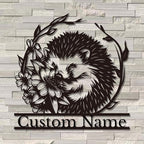 Custom Hedgehog Metal Sign, Personalized Hedgehog Metal Wall Art,Hedgehog Lovers Gift Metal Kid Room Decor,Personalized Hedgehog Lover Name Sign,Kid Nursery Decoration (Hedgehog D)