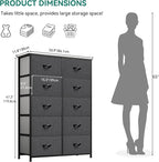 YITAHOME 10 Drawer Dresser - Fabric Storage Tower, Organizer Unit for Bedroom, Living Room, Hallway, Closets - Sturdy Steel Frame, Wooden Top & Easy Pull Fabric Bins