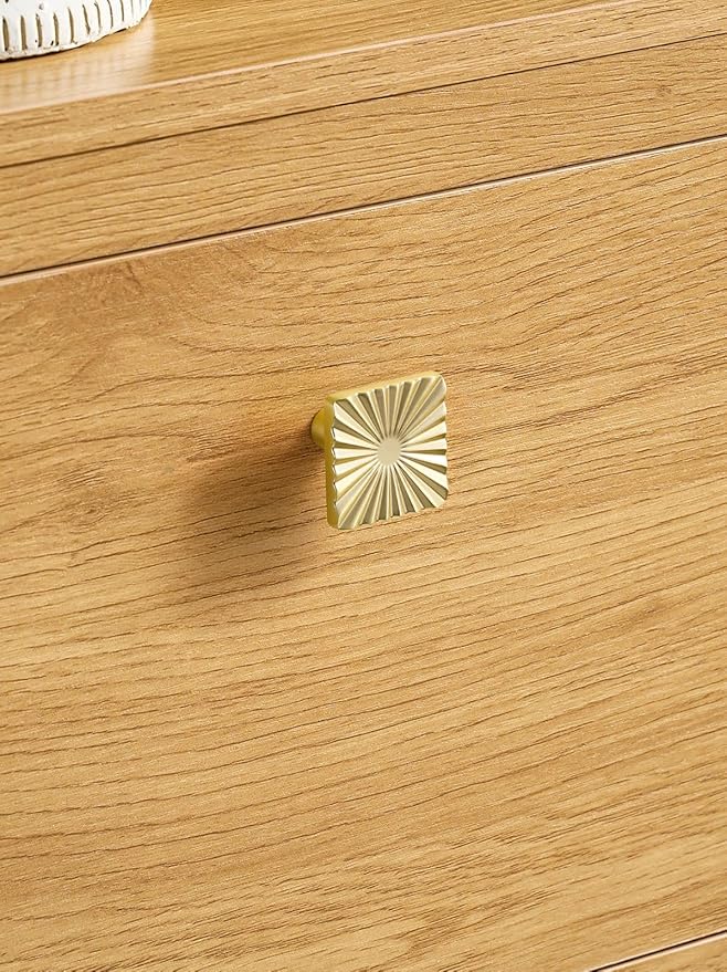 2 Pack Gold Cabinet Knobs Square Brushed Brass Drawer Pulls Bathroom Dresser Handles Hardware Zinc Alloy