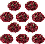 NUPTIO Flower Balls for Wedding Centrepieces - 10 Pcs 15.7 inch Diam Large Burgundy Artificial Flowers Roses Ball Fake Flower Arrangement Bouquet Faux Rose for Wedding Party Centrepiece Decorations