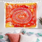 Batmerry Tribal Art Abstract Tapestry, Traditional Ancient Tribal Indian Rural Wall Art Hanging Decoration Polyester Fiber White Ruffled Around for Dorm Room Bedroom Living Room, 39.1x59.1 inches