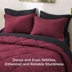 Bedsure Queen Comforter Set - 7 Pieces Reversible Burgundy and Black Bedding, Queen Size Bed Set for All Seasons, Bed in a Bag with Down Alternative Comforter, Sheets, Pillowcases & Shams
