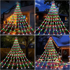 FUNIAO Outdoor Christmas Decorations Star Lights, 320 LED Hanging Twinkle Fairy String Lights Outside Tree Decoration Lights for Christmas, Yard, Garden, New Year (Plastic Star-Red White Green)