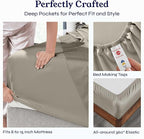 California Design Den Twin XL Sheet Sets - 100% Cotton Sheets, 400 Thread Count Sateen, Deep Pockets, Cooling and Durable Bedding for Dorm Rooms & Adults - Taupe