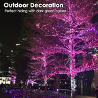 RPGT 200 LEDs 73ft Green Cable Wire Low Voltage Fairy String Tree Twinkle Lights 12 Modes for Christmas Party, Halloween, Outdoor, Garden, Wedding, Home Decoration (Purple)