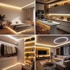 COB LED Strip Light Warm White, High Bright LED Lights with 2400LEDs, RF Remote and UL Power Supply, 2700K Dimmable LED Rope Lights for Mirror, Bedroom, Kitchen, DIY Home Decoration