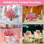 Hoteam 24 Bundles Artificial Peonies Flowers Wedding Faux Flowers Silk Peony Bouquet Bulk Bride Fake Florals Arrangements for Table Centerpieces Wedding Party Vase Decor (Hot Pink)