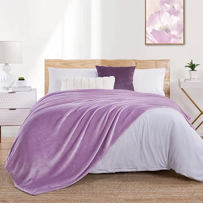 Walensee Fleece Blanket Plush Throw Fuzzy Lightweight (XL-Twin Size 66x90 Lilac) Super Soft Microfiber Flannel Blankets for Couch, Bed, Sofa Ultra Luxurious Warm and Cozy for All Seasons